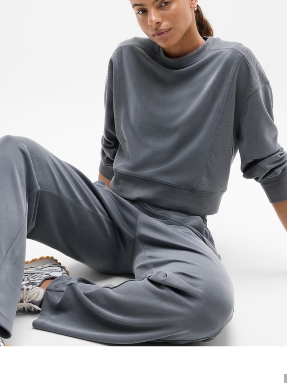 ATHLETA SEASOFT RIB HOODIE SLATE GRAY. NWT. M. # 769552.